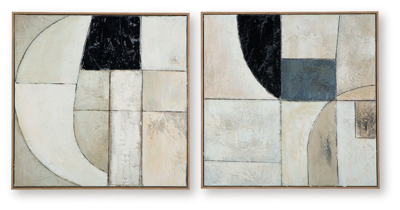 Bexlen - Wall Art Set (Set of 2) - Tan / Taupe / Black - R&R Furniture Gallery (Fountain Valley, CA)