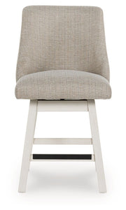 Robbinsdale - Upholstered Swivel Curved Back Barstool (Set of 2) - Antique White - R&R Furniture Gallery (Fountain Valley, CA)