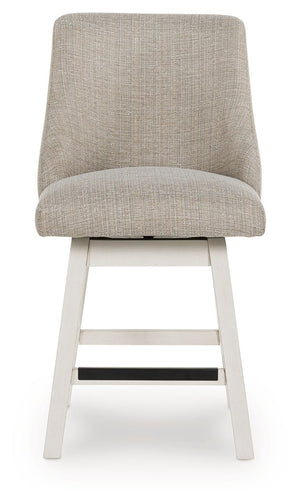 Robbinsdale - Upholstered Swivel Curved Back Barstool (Set of 2) - Antique White - R&R Furniture Gallery (Fountain Valley, CA)