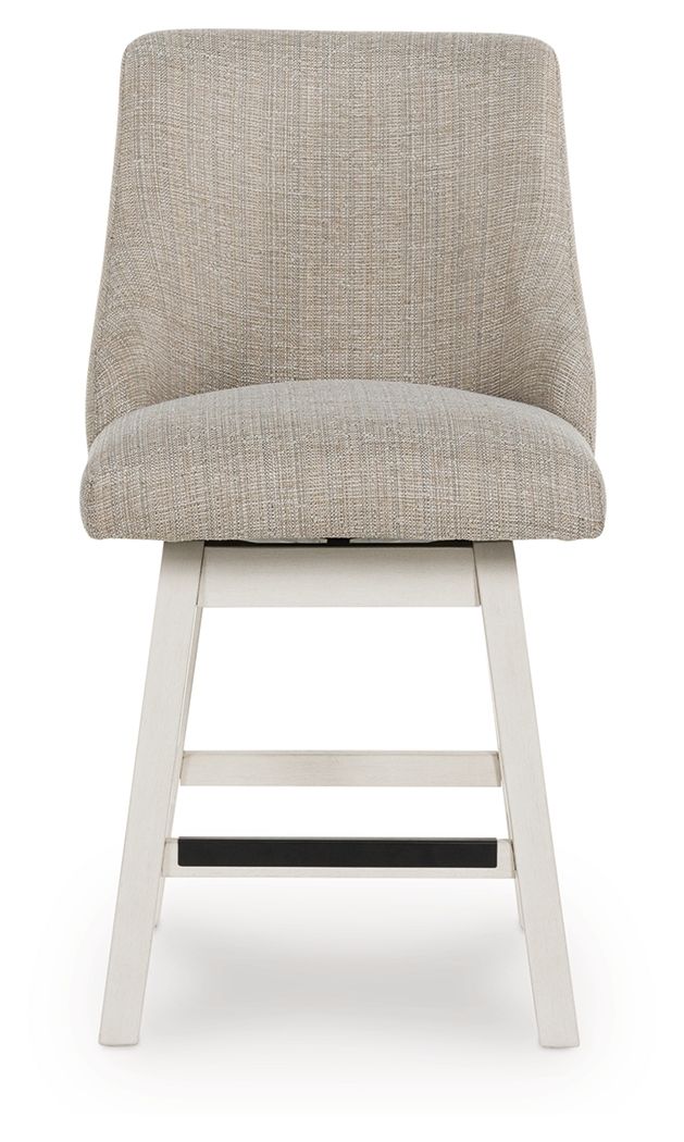 Robbinsdale - Upholstered Swivel Curved Back Barstool (Set of 2) - Antique White - R&R Furniture Gallery (Fountain Valley, CA)