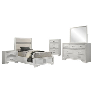 Modern Bedroom Set With Upholstered Headboard And Textured Storage