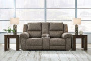 Laresview - Dbl Reclining Loveseat with Console - Fossil - R&R Furniture Gallery (Fountain Valley, CA)