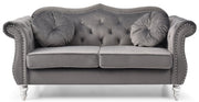 Stylish flared arm stationary loveseat by Glory Furniture with plush fabric and modern design, perfect for cozy living room seating.