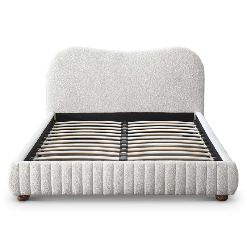 Norme - Queen Size Upholstered Low Profile Platform Bed - Cream - R&R Furniture Gallery (Fountain Valley, CA)