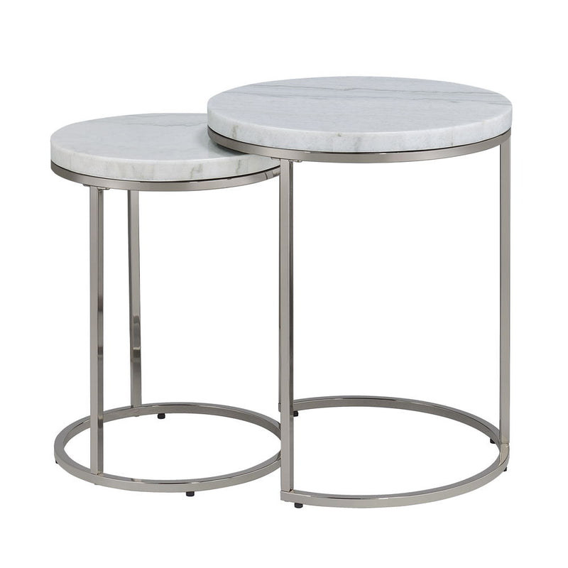 Zaidee - Nesting Table Set - Marble Top & Nickel - R&R Furniture Gallery (Fountain Valley, CA)