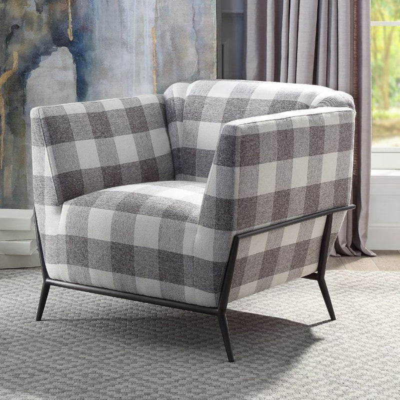 Niamey II - Accent Chair - Pattern Fabric & Metal Frame Black - R&R Furniture Gallery (Fountain Valley, CA)