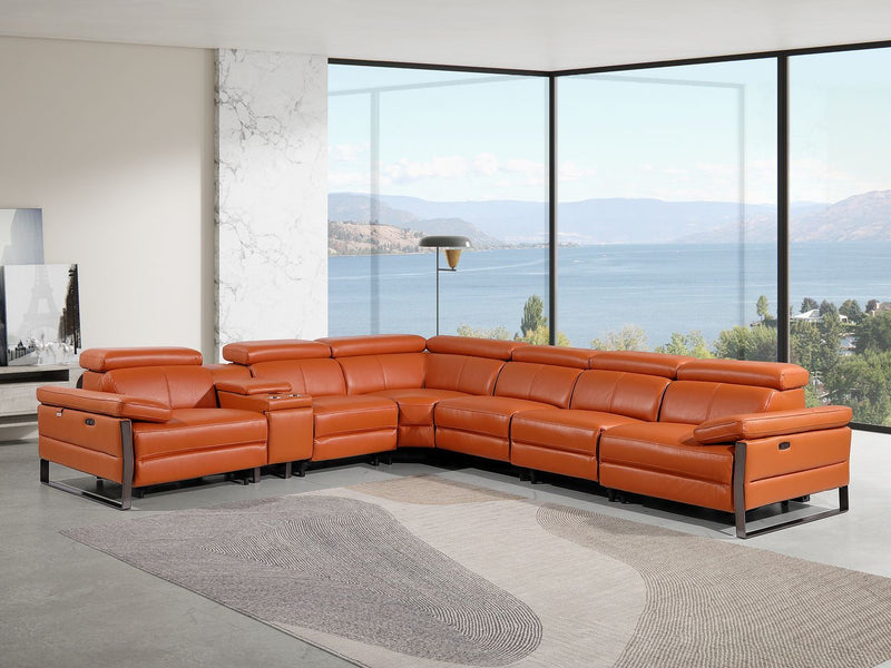 1246 - 7-Piece L-Shaped Modular Power Reclining Sectional With 3 Power Recliners And Power Headrests - R&R Furniture Gallery (Fountain Valley, CA)