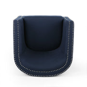 Modern upholstered swivel club chair by Noble House with nailhead trim, featuring a comfortable, stylish design and plush cushioning.