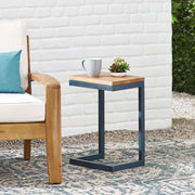Small C Shaped End Table With Iron Base And Fir Wood Top - Black - R&R Furniture Gallery (Fountain Valley, CA)