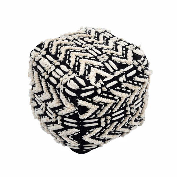 Mariel - Cotton Pouf - Black - R&R Furniture Gallery (Fountain Valley, CA)