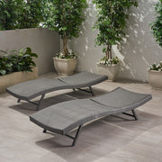 Wicker Chaise With Adjustable Reclining Seats (Set of 2) - Gray - R&R Furniture Gallery (Fountain Valley, CA)