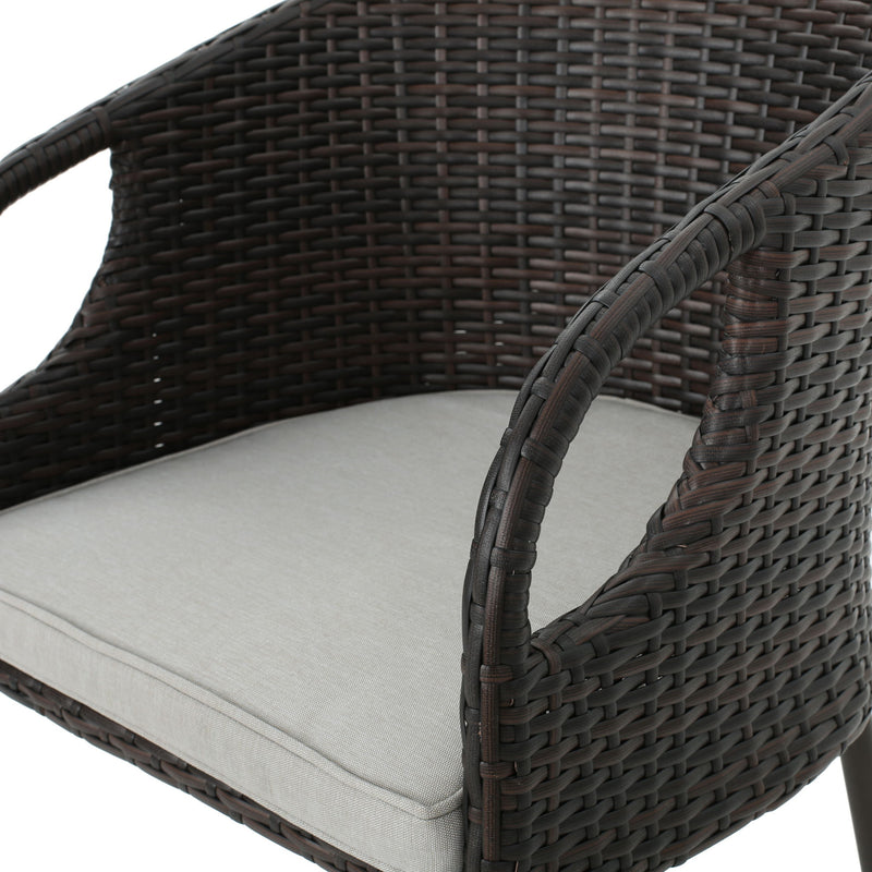 Outdoor 31" Rattan Barstools With Waterproof Cushions (Set of 2) - Multi Brown - R&R Furniture Gallery (Fountain Valley, CA)