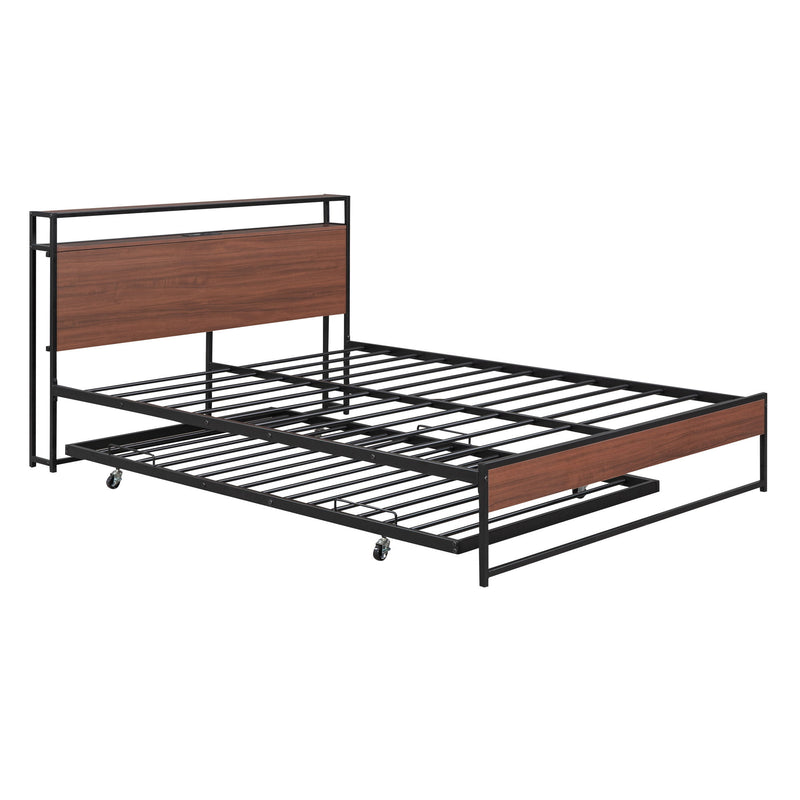 Platform Bed Frame With Trundle, USB Ports And Slat Support, No Box Spring Needed - R&R Furniture Gallery (Fountain Valley, CA)