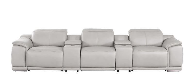 2679 - Genuine Leather Sofa With 3 Power Recliners & Dual Storage Consoles