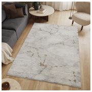 Geometrix - 5'3" X 7'3" Area Rug With Geometric, 3D Effect - Ivory / Gray - R&R Furniture Gallery (Fountain Valley, CA)