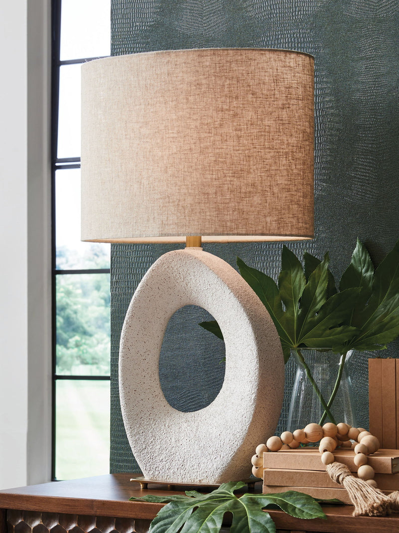 Trentlen - Paper Table Lamp - Cream / Gold Finish - R&R Furniture Gallery (Fountain Valley, CA)