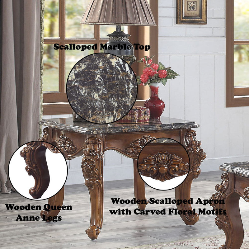 Forsythia - End Table - Marble Top & Walnut - R&R Furniture Gallery (Fountain Valley, CA)