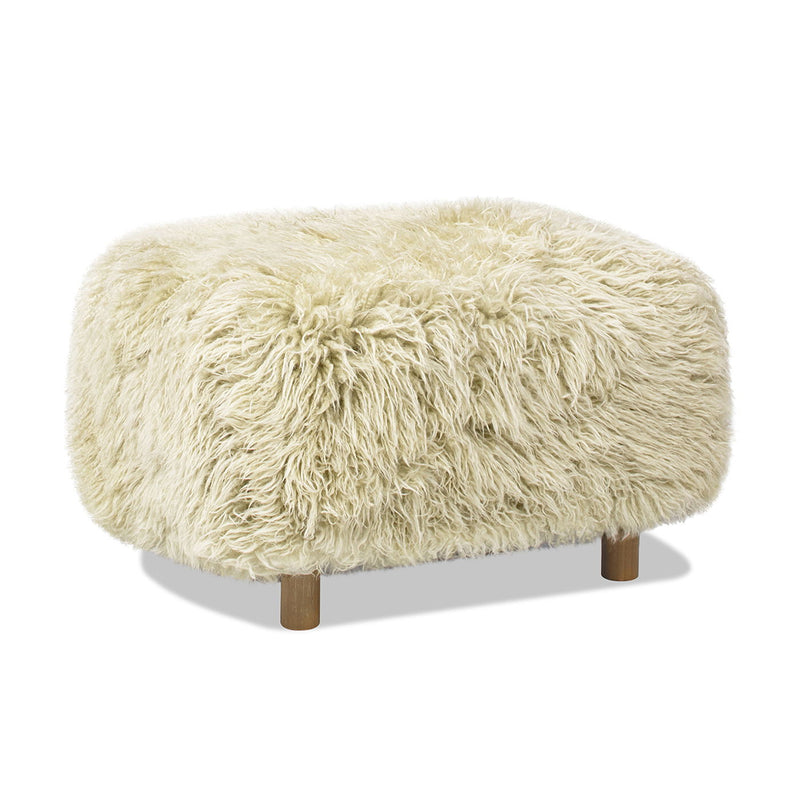 Enchante - New Zealand Sheepskin Rectangular Accent Ottoman - Taupe / Natural - R&R Furniture Gallery (Fountain Valley, CA)