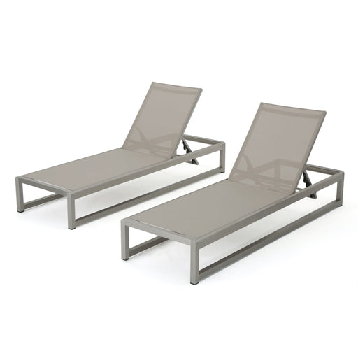 Noble House outdoor chaise lounge chair with five reclining positions, ideal for patio relaxation and outdoor leisure.