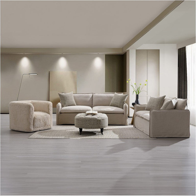 Upendo - Loveseat With 2 Pillows - Beige Linen - R&R Furniture Gallery (Fountain Valley, CA)