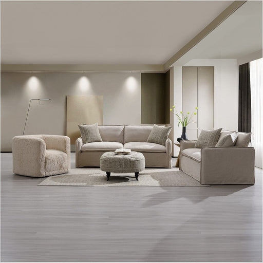 Upendo - Loveseat With 2 Pillows - Beige Linen - R&R Furniture Gallery (Fountain Valley, CA)