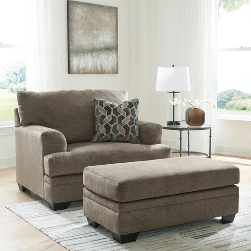 Signature Design by Ashley 3-piece living room set with sofa, loveseat, and armchair in neutral fabric and modern style.