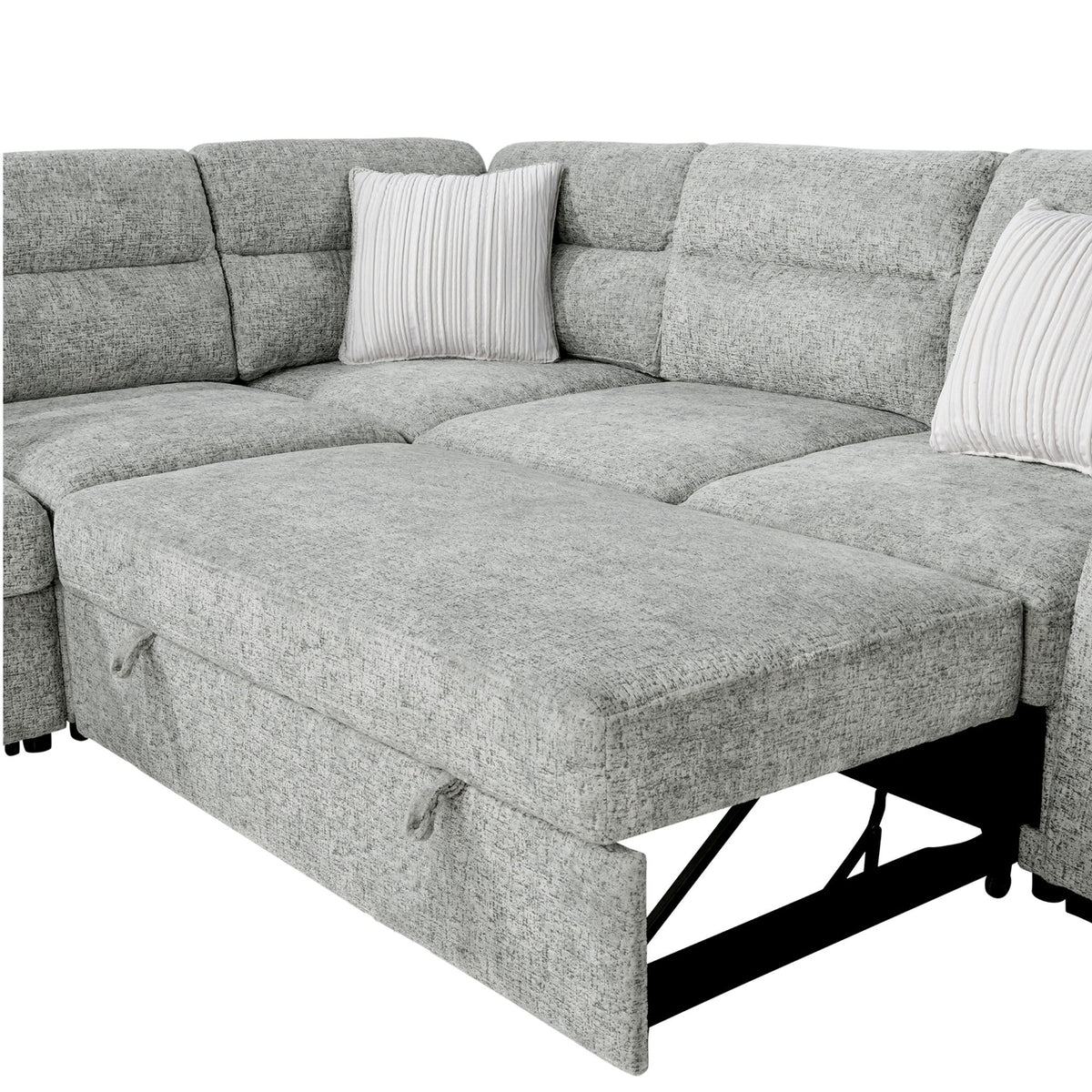 Emiliano - Sectional Sofa With 3 Pillows - Nickel
