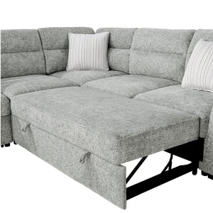 Emiliano - Sectional Sofa With 3 Pillows - Nickel