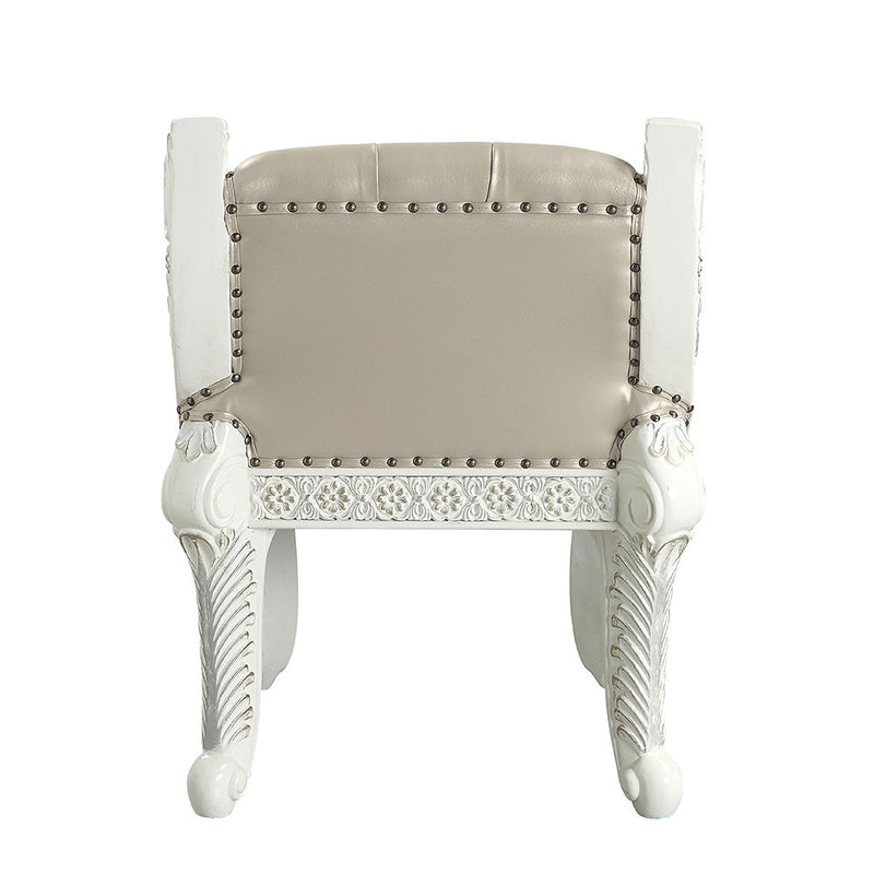Vanaheim - Vanity Stool - Beige Synthetic Leather & Antique White - R&R Furniture Gallery (Fountain Valley, CA)
