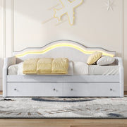 Upholstered Daybed With LED Lights And 2 Drawersme - R&R Furniture Gallery (Fountain Valley, CA)