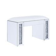 Noralie - Vanity Stool - Synthetic Leather , Mirrored & Faux Diamonds - R&R Furniture Gallery (Fountain Valley, CA)