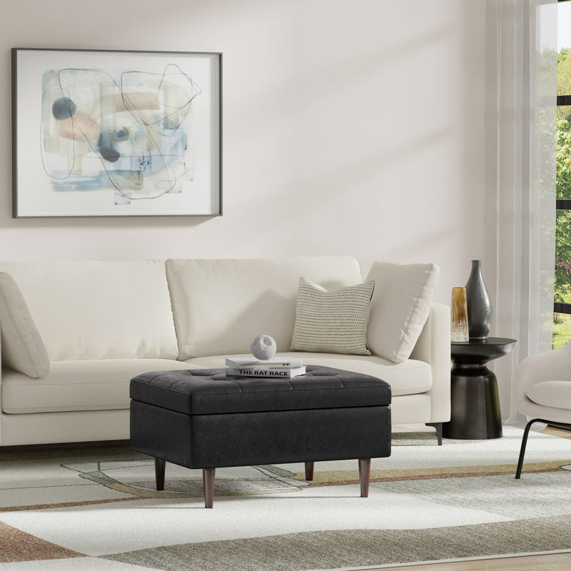 Shay - Large Square Coffee Table Storage Ottoman Mid-Century Style - R&R Furniture Gallery (Fountain Valley, CA)
