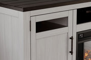 Darborn - 88" TV Stand With Electric Infrared Fireplace Insert - Gray / Brown - R&R Furniture Gallery (Fountain Valley, CA)