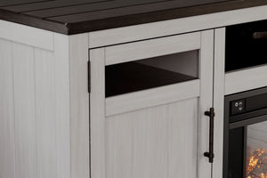 Darborn - 88" TV Stand With Electric Infrared Fireplace Insert - Gray / Brown - R&R Furniture Gallery (Fountain Valley, CA)