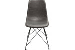 Theo Set of (4) Dining Chairs in Weathered Grey Leatherette w/ Black Metal Base