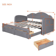 Upholstered Daybed With Cloud-Shaped Backrest, Trundle & 2 Drawers And USB Ports - R&R Furniture Gallery (Fountain Valley, CA)