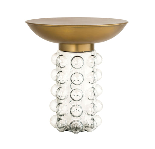 Bubble - Glass / Brass Side Table - Light Brown - R&R Furniture Gallery (Fountain Valley, CA)