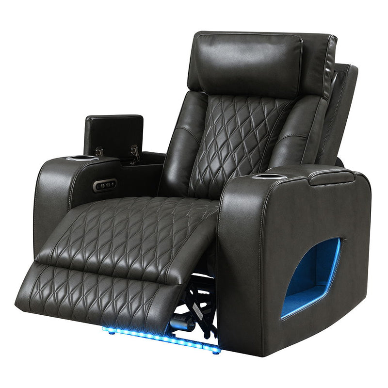 Taddeo - Power Motion Recliner With Power Headrest, USB, Wireless Charger & LED - Dark Gray - R&R Furniture Gallery (Fountain Valley, CA)