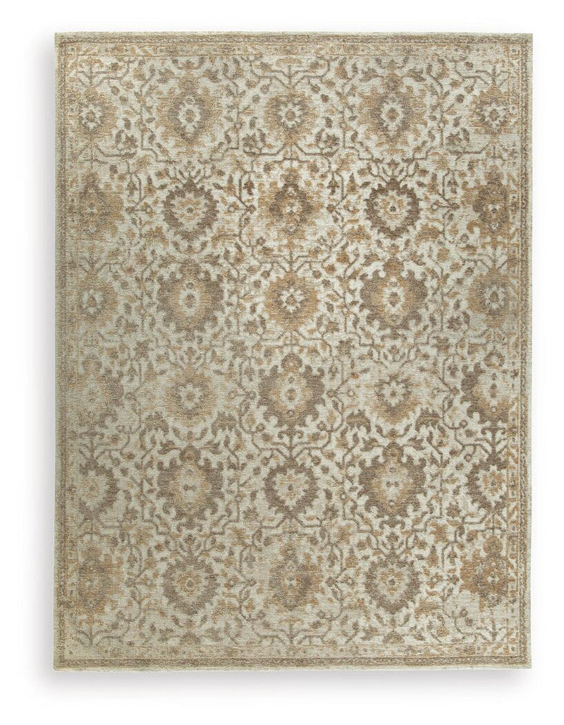 Signature Design by Ashley Sableridge area rug with intricate patterns in neutral tones, perfect for modern living spaces.