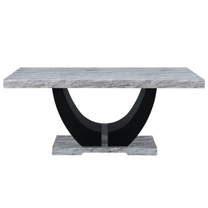 Caralin - Dining Table - Engineered Stone & Black - R&R Furniture Gallery (Fountain Valley, CA)