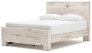 Signature Design by Ashley Lawroy panel bed with built-in storage drawers, featuring a modern wood finish and sleek design.