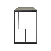 Noble House Ernesto outdoor industrial acacia wood bar table with sturdy rectangular design and natural wood finish.