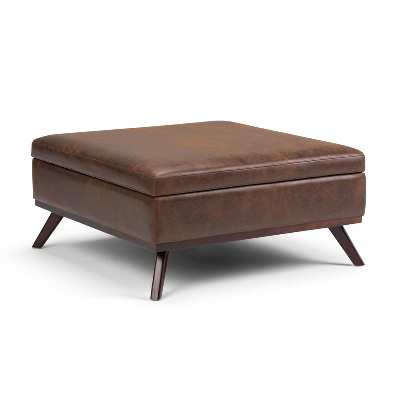Owen - Square Coffee Table Storage Ottoman - Distressed Chestnut Brown - R&R Furniture Gallery (Fountain Valley, CA)