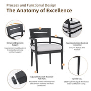 Outdoor Patio Dining Set, Squircle Dining Table, Dining Chairs With Sunbrella Cushions - R&R Furniture Gallery (Fountain Valley, CA)