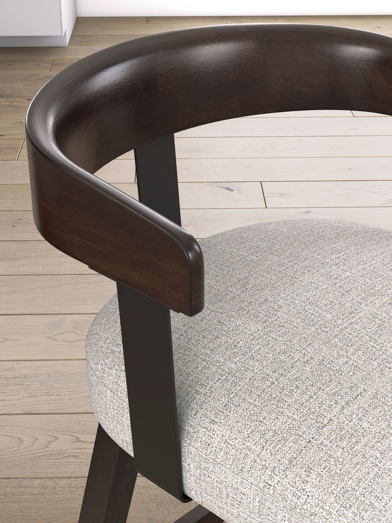 Haddigan - Upholstered Swivel Barstool (Set of 2) - Dark Brown - R&R Furniture Gallery (Fountain Valley, CA)