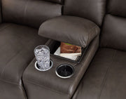 Boxmere - Dbl Power Reclining Loveseat with Console - Storm - R&R Furniture Gallery (Fountain Valley, CA)