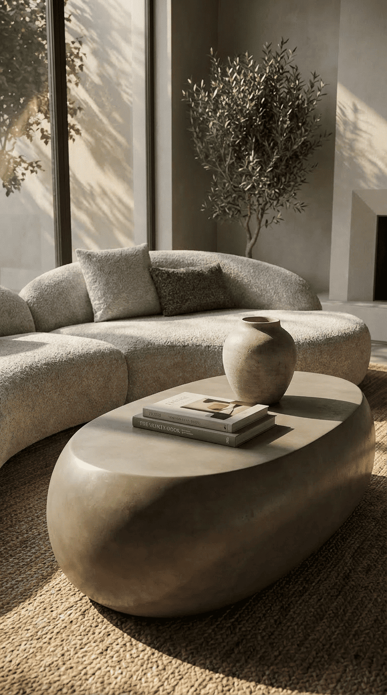 Denny - Modern Grey Concrete Large Oval Coffee Table — view 5