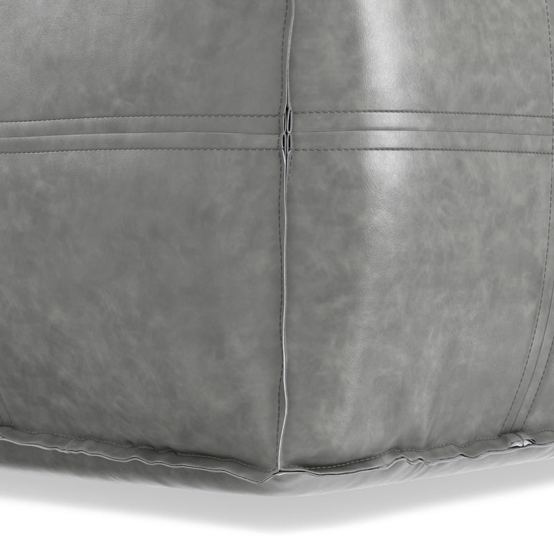Simpli-Home Brody square pouf, versatile accent ottoman with soft fabric upholstery and modern design, suitable for living room decor.