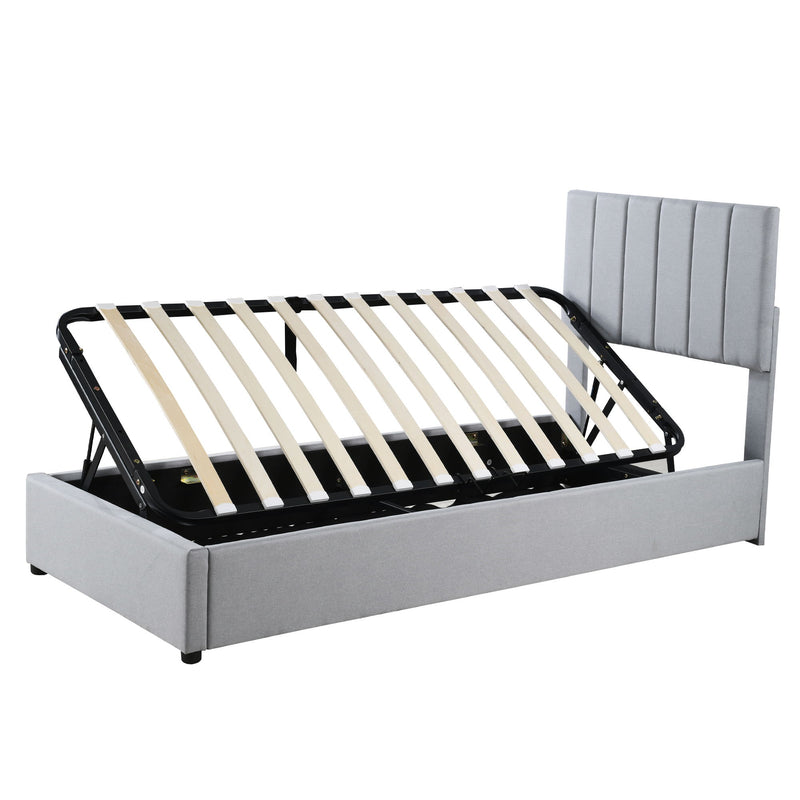 Upholstered Platform Bed With A Hydraulic Storage System - R&R Furniture Gallery (Fountain Valley, CA)