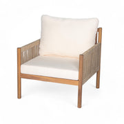 Modern Outdoor Woven Lounge Chair With Solid Wood Frame - Teak - R&R Furniture Gallery (Fountain Valley, CA)